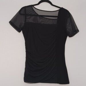Women's DKNY Black Semi Sheer Goth Wednesday Adams Lydia Deetz Top‎ Size Small